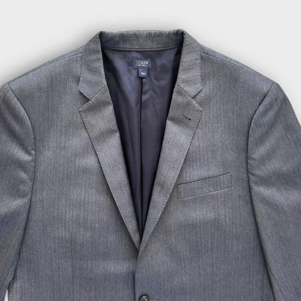 J.Crew Ludlow Jacket Blazer Men's 42R Gray Italian Wool Herringbone Tollegno
